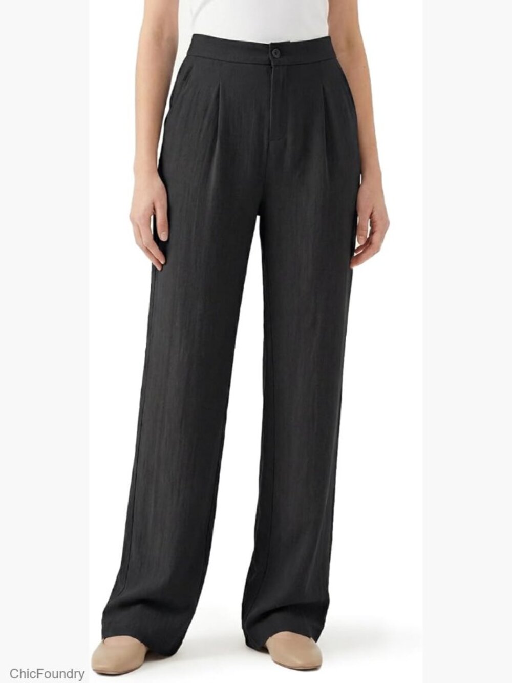Tall Wide Leg Linen Pants for Women 5'8"+ - Business Casual Work Trousers